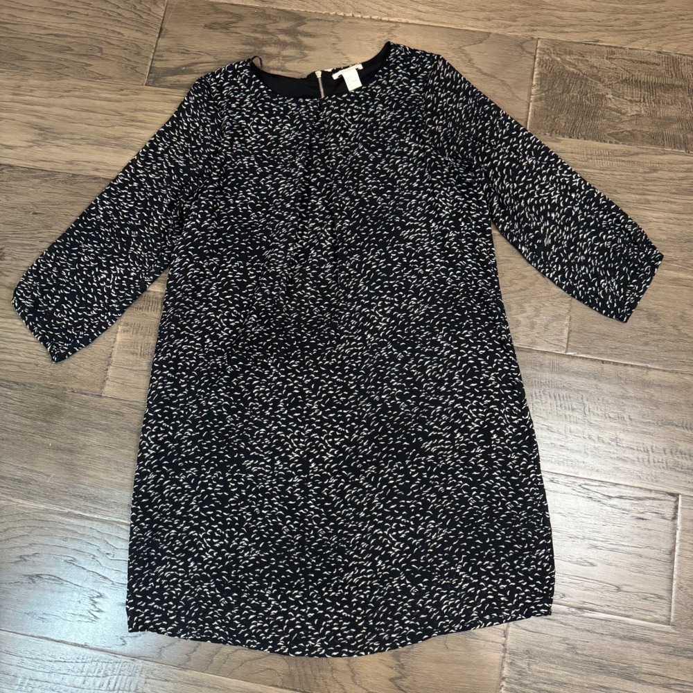 H&M Black Print‎ Dress Size 6 Polyester Blend Casual Career